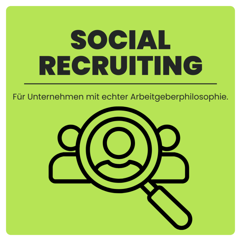 Logo für Social-Media-Management mit Smartphone und Kommunikationssymbolen auf grünem Hintergrund.